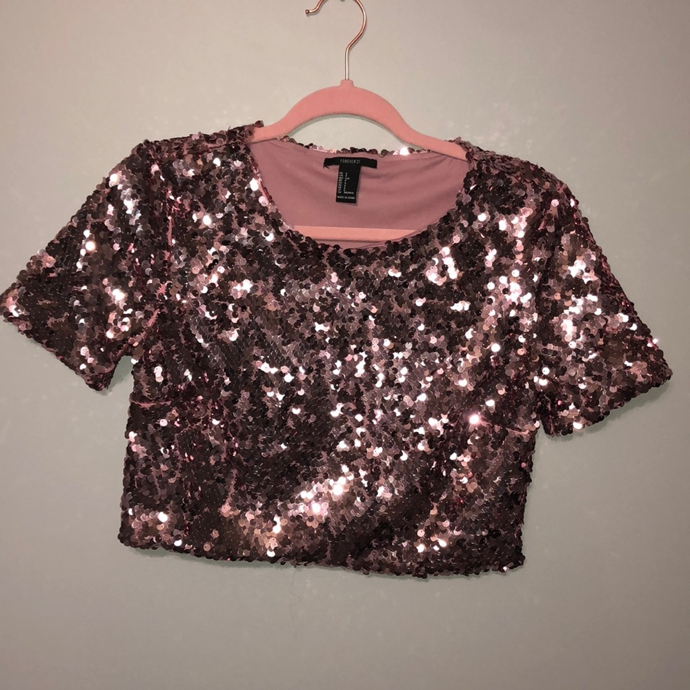 cropped sequin top
